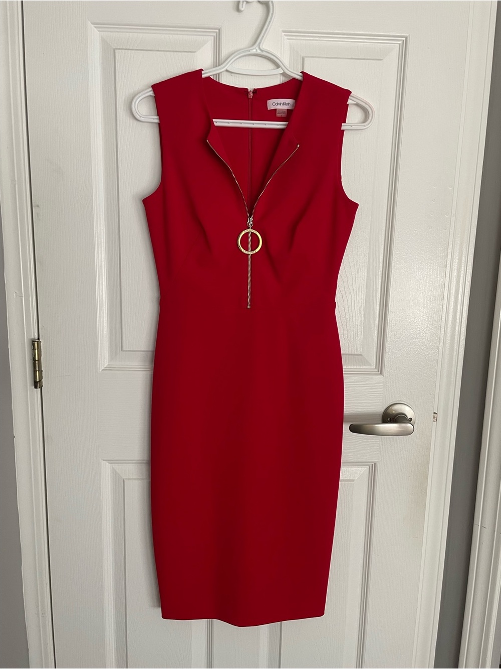 Calvin Klein Bold Red Zip-Pullover Sheath Dress